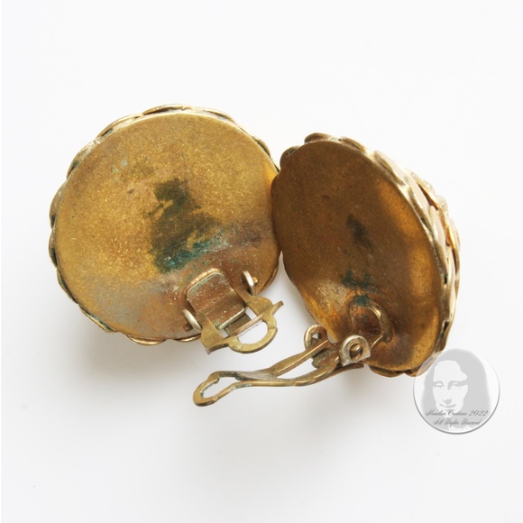 Rare Chanel Earrings Roaring Lion Head Art Deco Style Clip On Vintage 70s HTF - Picture 10 of 15